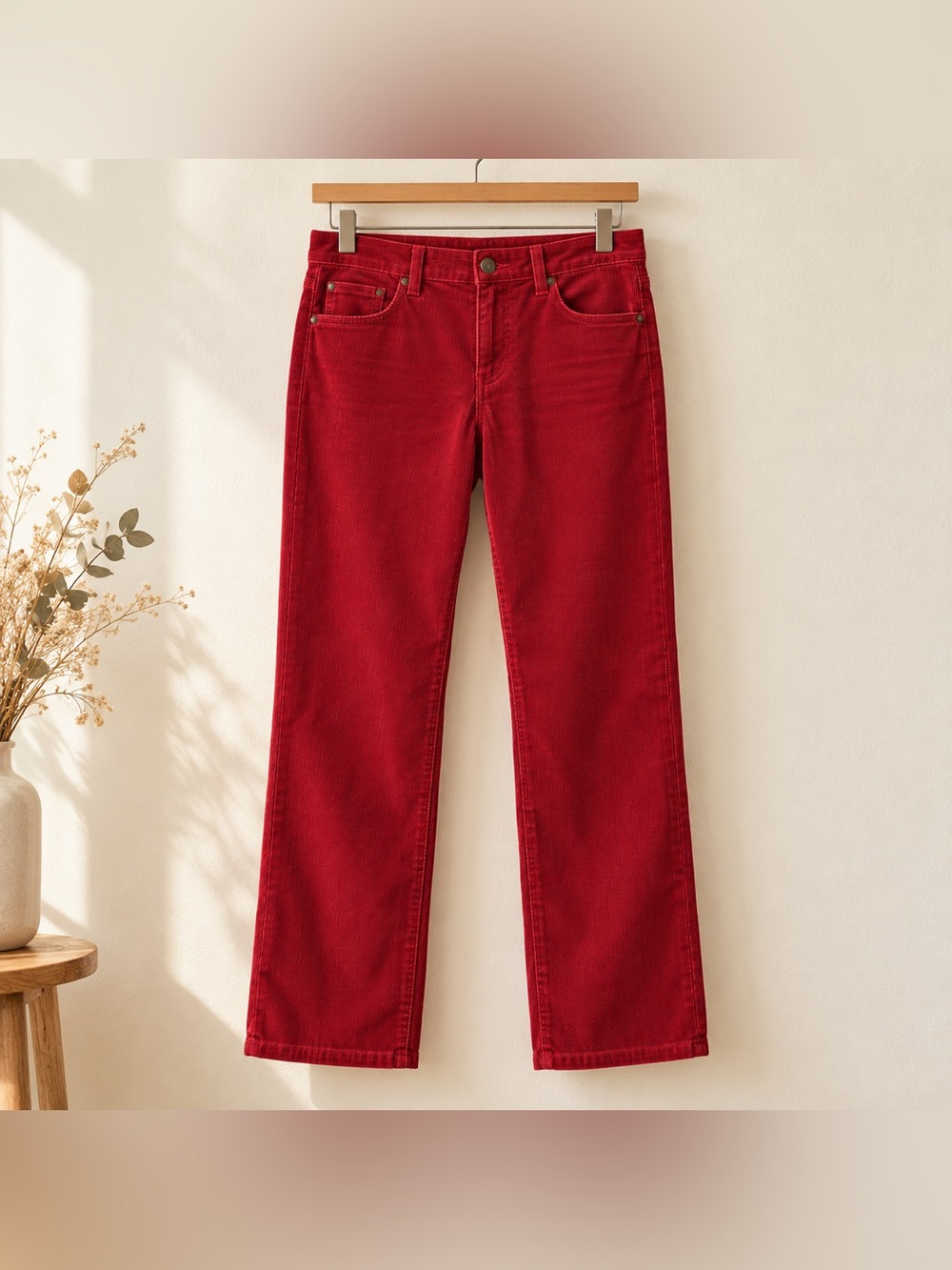 Ralph Lauren Lauren Jeans Co Pants Womens 10 Ruby Red Corduroy Straight Leg